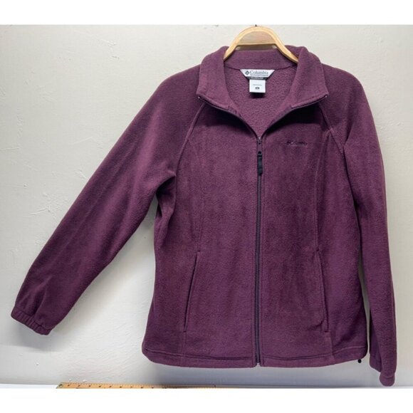Columbia Fleece Full Zip Benton Springs Jacket Women Large Burgundy Purple - Picture 1 of 8